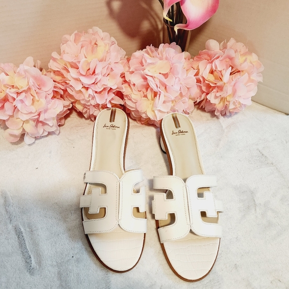 Sam Edelman Shoes - Sam Edelman ILLIE Block Heel White Slide Sandal  Size: 12